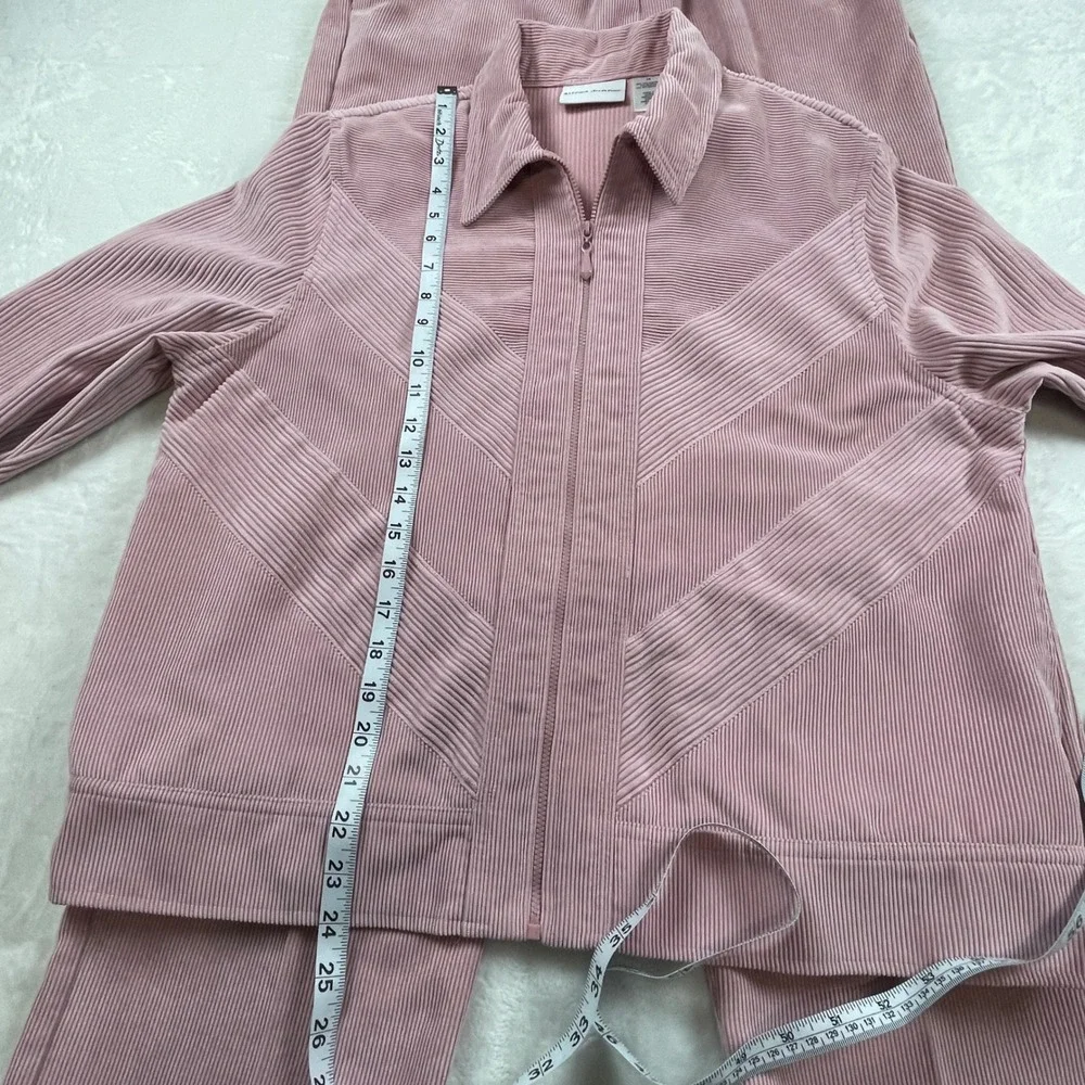 Alfred Dunner‎ Mauve Pink Corduroy Zip Jacket and Pants Set Womens 14